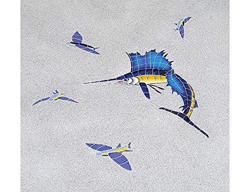 Artistry in Mosaics Sailfish Left Ceramic Pool Mosaic 60"x42