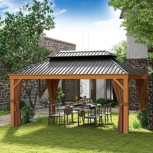 Jolydale Sonegra 10' x 12' Permanent Hardtop Gazebo Brown7