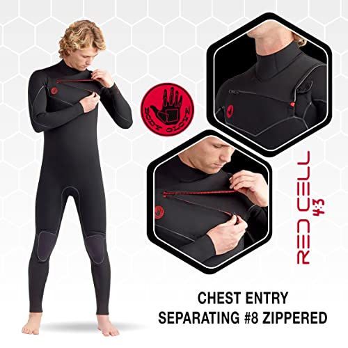 Body Glove Men's Red Cell 4/3mm Chest-Zip Full Wetsuit Black