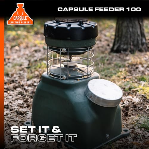 Capsule Game Feeders 100LB Capacity 360-Degree Broadcast Game Feeder Green