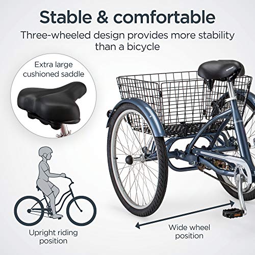 Schwinn Meridian Adult Tricycle Bike Slate Blue (24-Inch Wheels)