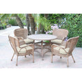Jeco Windsor Honey Wicker Dining Set with Cushions Ivory