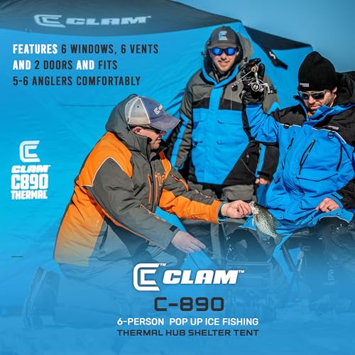 CLAM Portable Pop Up Ice Fishing Shelter Tent 11.5x11.5 Foot Multi