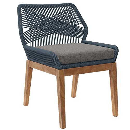 Modway Wellspring 5-Piece Outdoor Patio Dining Table Set Blue Graphite