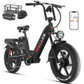 W Wallke Electric Bike for Adults 48V 40Ah 1600W/2800W Peak Dual Motor Fast Long Range Ebike 20 inch Fat Tire Full Suspension Electric Bicycle 31/34MPH Step Thru E-bike APP Control UL2849 Certified Black