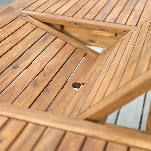 Walker Edison Maui Modern 6-Piece Solid Acacia Wood Outdoor Dining Set Brown