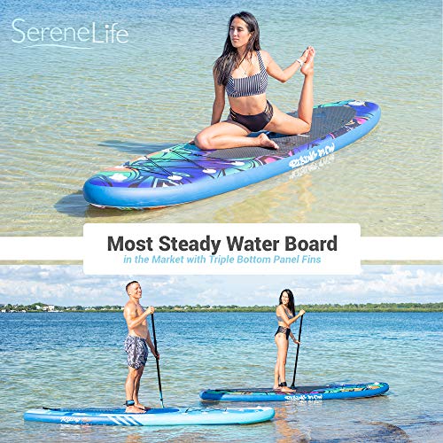 SereneLife Inflatable Stand Up Paddle Board Black