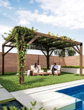 VerisShade 12 Ft x 14 Ft Cedar Pergola with Canopy Reddish-Brown