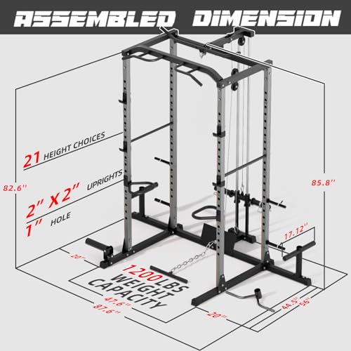 VANSWE Power Rack Olympic Power Cage Home Gym Equipment Black&Silver