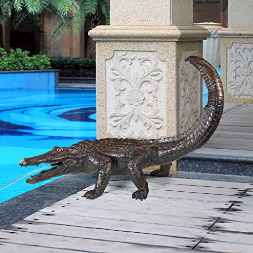 Design Toscano Gator on the Prowl Spitting Bronze Alligator Garden Statue Bronze