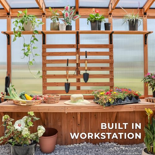 Backyard Discovery Poppy 11' x 7' Cedar Wood Greenhouse Kit Light Brown