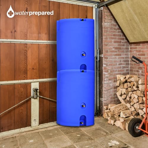 WaterPrepared 3 Pack 55 Gallon Stackable Water Tank Blue