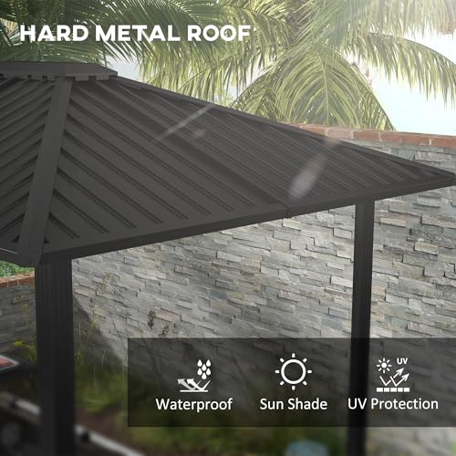 Outsunny 6' x 8' Hardtop Grill Gazebo with Aluminum Frame and Metal Roof Black