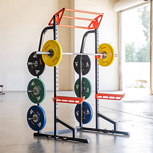 Sunny Health & Fitness Power Zone Half Rack Heavy Duty Performance Power Cage Black