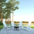 EMMA + OLIVER 4 Marcy Adirondack Rocking Chairs & Fire Pit Set White