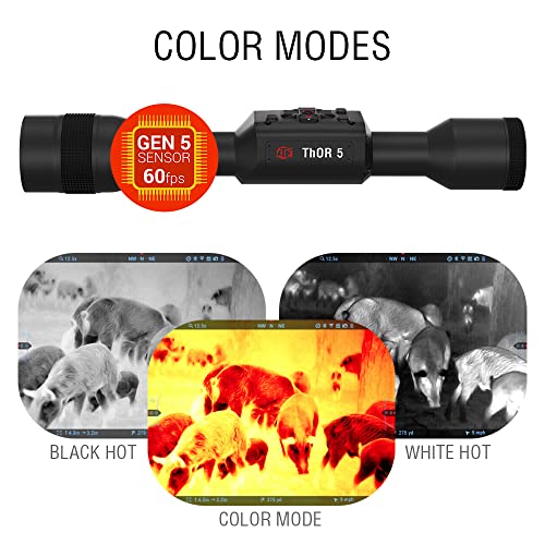 ATN Thor 5 Smart HD Thermal Scope with Gen 5 Sensor, Video Recording, Ballistic Calculator, RAV Black