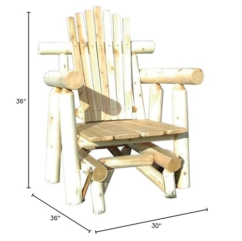 Furniture Barn USA Outdoor White Cedar Log Adirondack Glider White Cedar