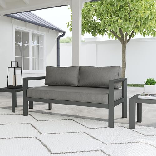 Homestyles Grayton Outdoor Aluminum Loveseat Grey