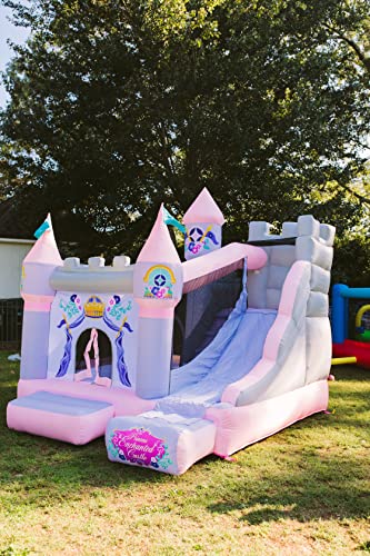 KIDWISE Princess Enchanted Castle Bounce House with Slide Pink