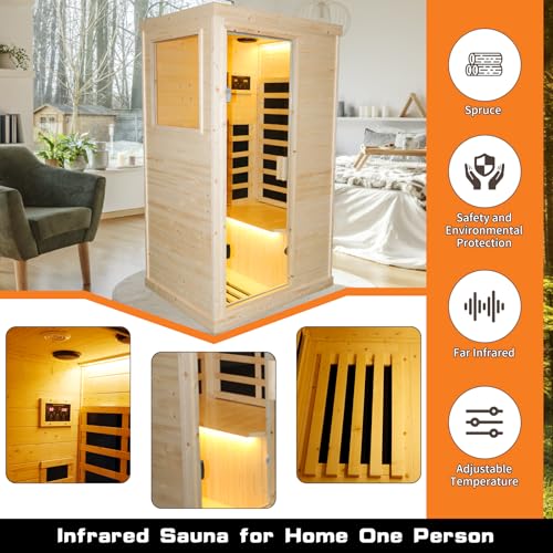 Brisca 1-Person Indoor Sauna Glass Door Bluetooth Natural