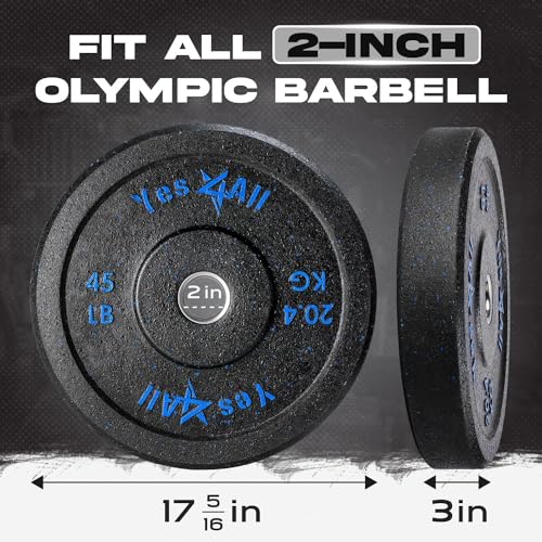 Yes4All Bumper Plate Olympic Weight Plates 45 LBS - G. 10x45lb