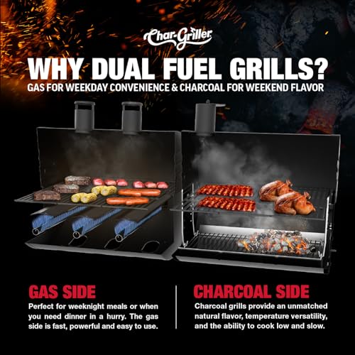 Char-Griller Texas Trio 3-Burner Gas & Charcoal Grill and Smoker Black