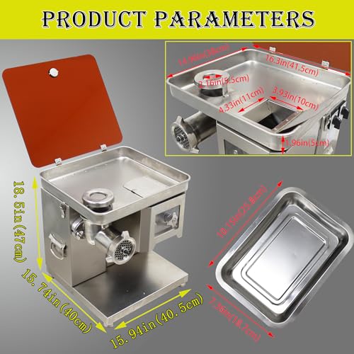 HQHAOTWU Electric Meat Grinder Stainless Steel Silver