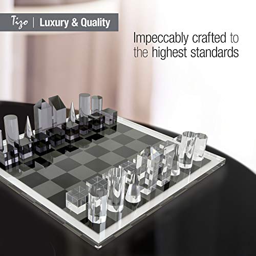 TIZO Elegant 13” Lucite Chess Set Blue