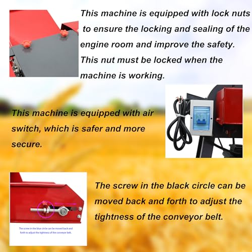 Banfluxion 220V 4-Blade Hay Cutter with Conveyor Belt Red
