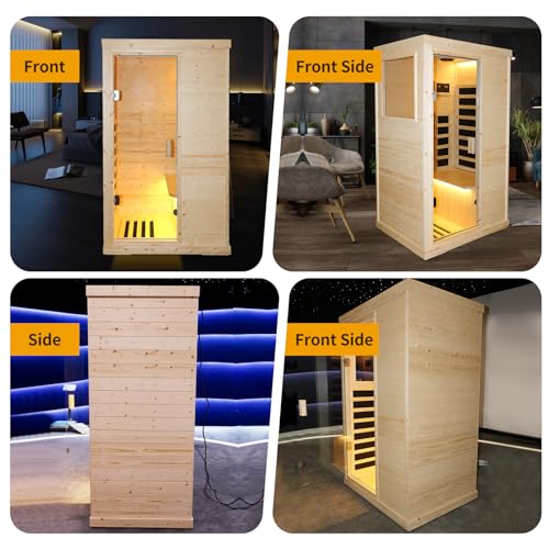 Brisca 1-Person Indoor Sauna Glass Door Bluetooth Natural