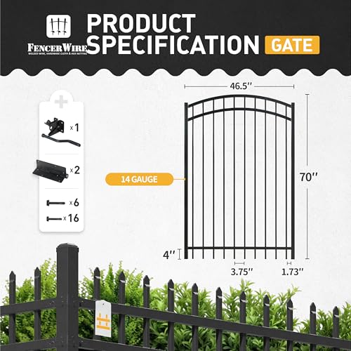 Fencer Wire Heavy Duty Flat Top X-Pattern Decorative Fence Gate Black 6FT x 4FT