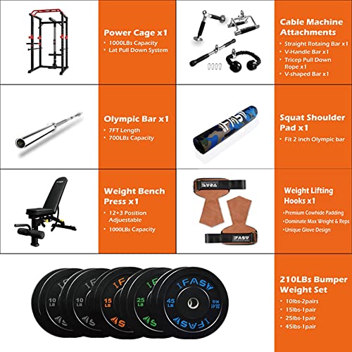 IFAST Power Cage with LAT Pulldown 1000 LBs Capacity Power Rack
