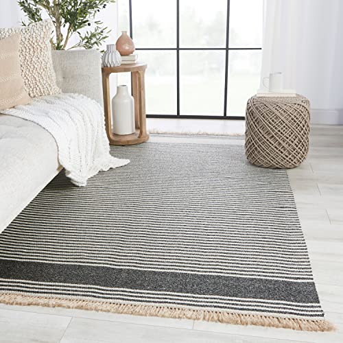 Jaipur Living Indoor Outdoor 9x12 Large Area Rug Striped Dark Gray