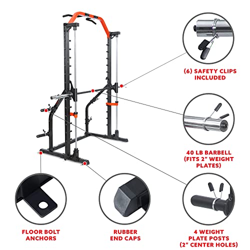 Sunny Health & Fitness Premium Squat Smith Machine Black