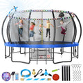 Lyromix 16FT Pumpkin Trampoline with Sprinkler & Basketball Hoop Navy Blue