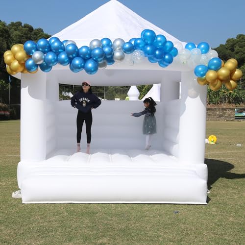 awesmflate 13FT White Inflatable Bounce House with Canopy 100% PVC Commercial for Kids & Adults with 1100W Air Blower