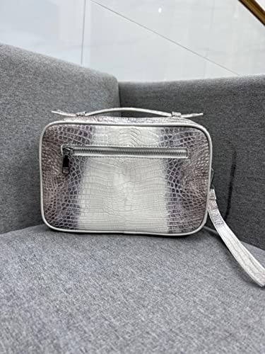 Vietnam Genuine Himalayan Alligator Crocodile Leather Golf Shoe Bag White and Grey