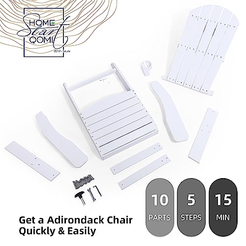 hOmeQomi Adirondack Chairs Set of 4 All Weather Resistant Plastic Outdoor Chairs with Cup Holder White