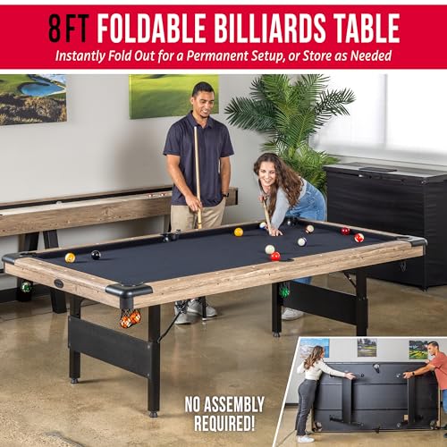 GoSports Portable 8ft Pool Table No Assembly Required Oak Black