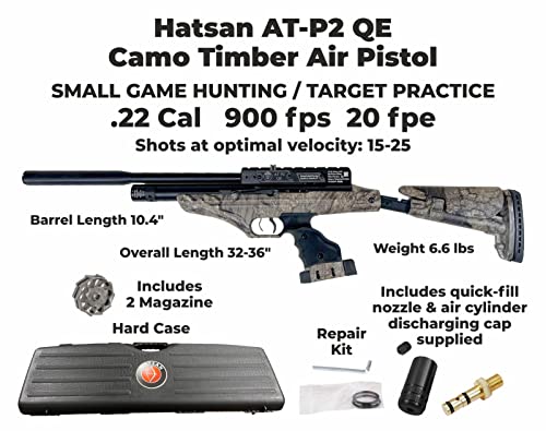 Wearable4U Hatsan at-P2 QE QuietEnergy Tact PCP Air Rifle .22 Cal Timber Bundle with Pellets and Targets