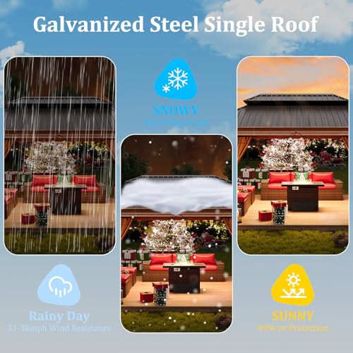 Sonegra 12' x 16' Hardtop Gazebo Brown