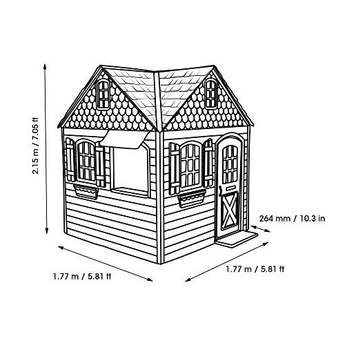 Lifetime Heavy Duty Plastic Outdoor Playhouse 6ft x 6ft x 7ft Beige & Blue