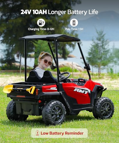 ELEMARA 24V Electric Off-Road UTV 2-Seater Kids Ride-On Truck Dark Red