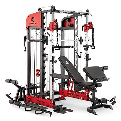 MARCY Pro Deluxe Smith Cage Home Gym System for Weight Training SM-7553 Multi
