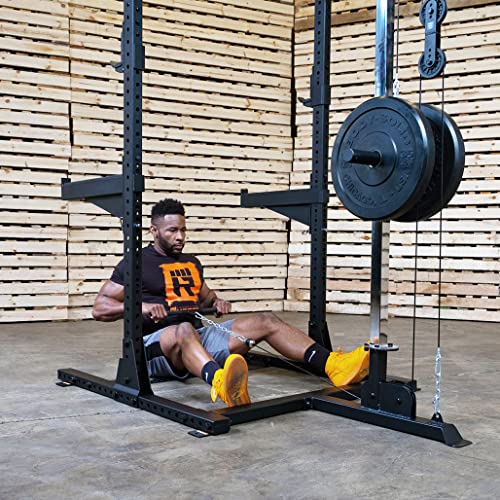 Rugged Strength & Fitness Half Rack with Lat Attachment Black