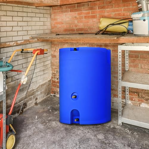 WaterPrepared 160 Gallon Stackable Utility Water Tank with Large Cap and 2 Spigots Blue