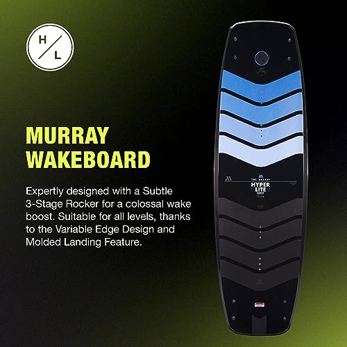 Hyperlite Murray Wakeboard with Open-Toe Adjustable Team Bindings Wakeboard Package Black/Grey
