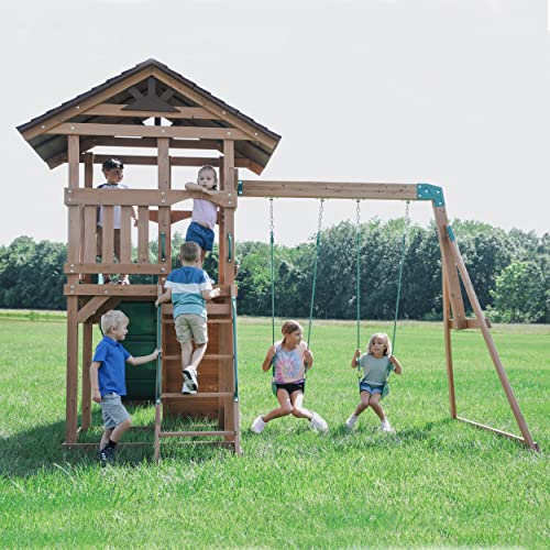 Backyard Discovery Lightning Ridge Cedar Swing Set Light Brown