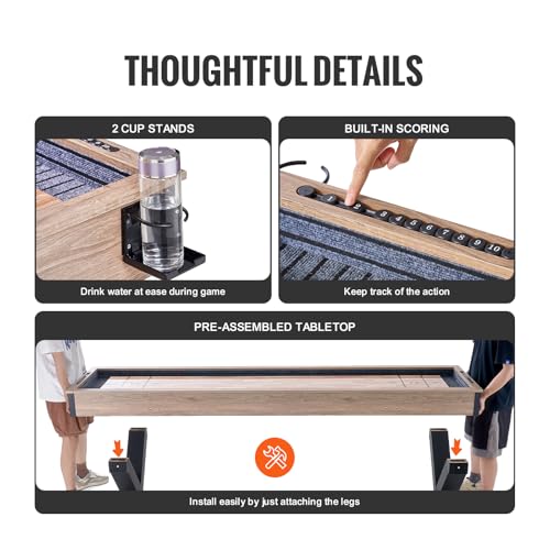 VEVOR 9ft Shuffleboard Table & Bowling Combo Black/Brown