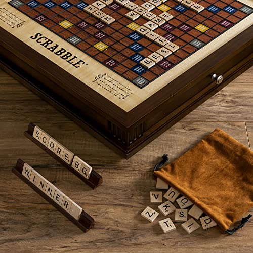 WS Game Company Scrabble Heirloom Edition Rotating Walnut Cabinet Multicolor